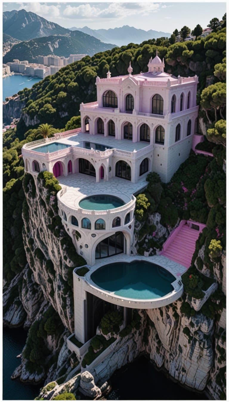 Ethereal Elven Chateau Clings to Monaco Cliffside