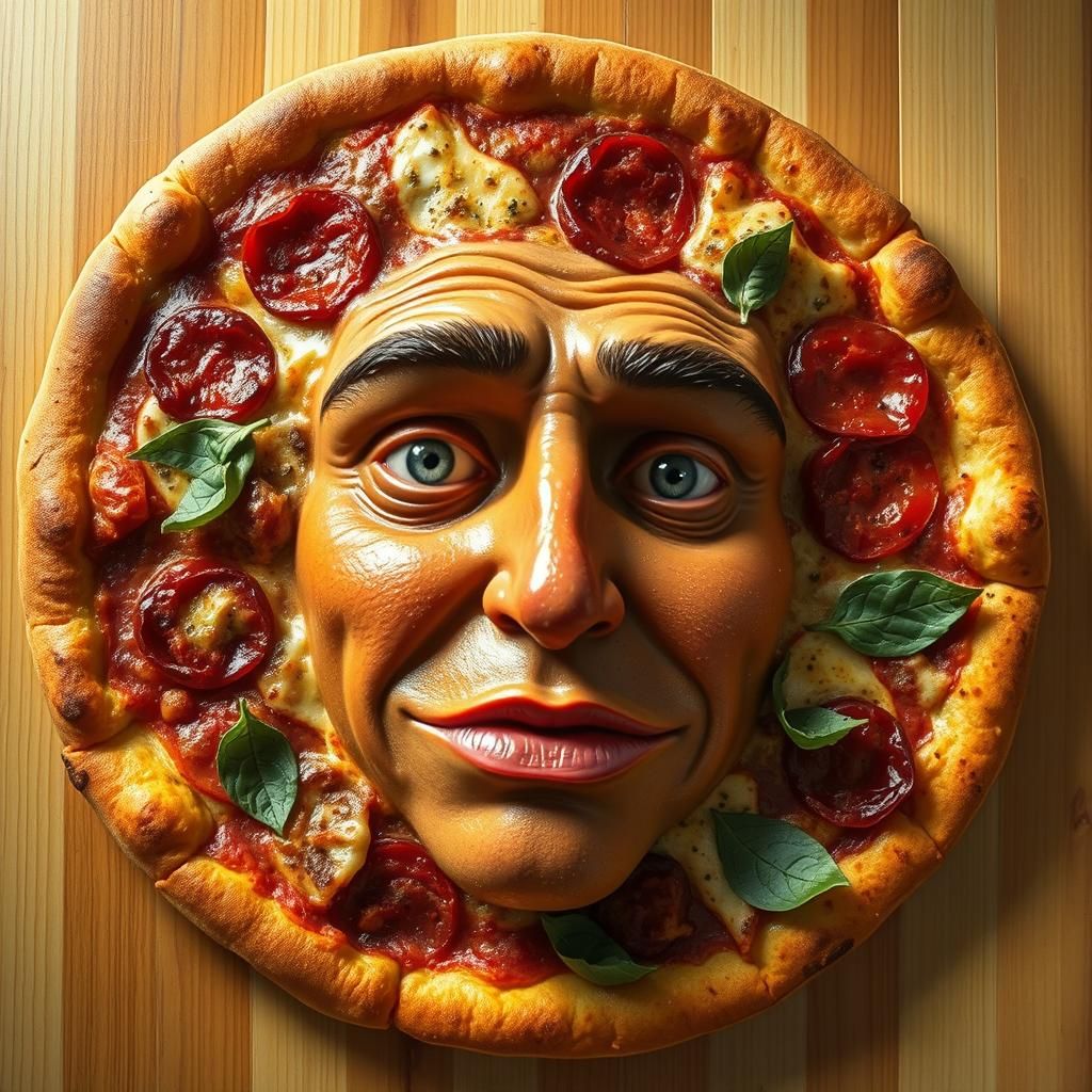 Hyperrealistic Pizza with Human Face