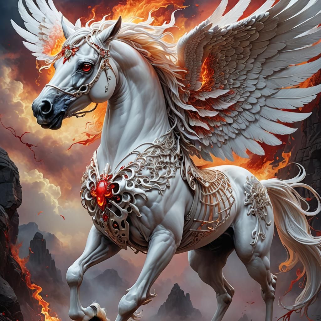 Epic Skeletal Pegasus with Red Eyes