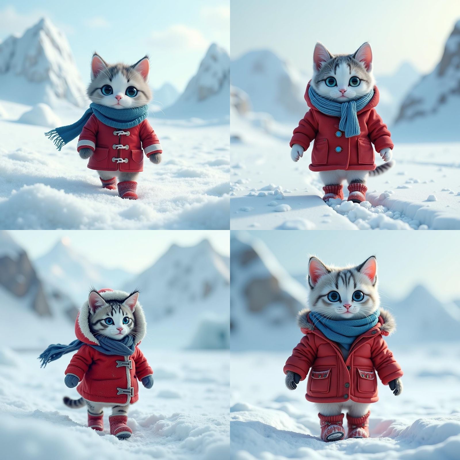 Cat Explorer in Antarctic Landscape, Hyperdetailed Art