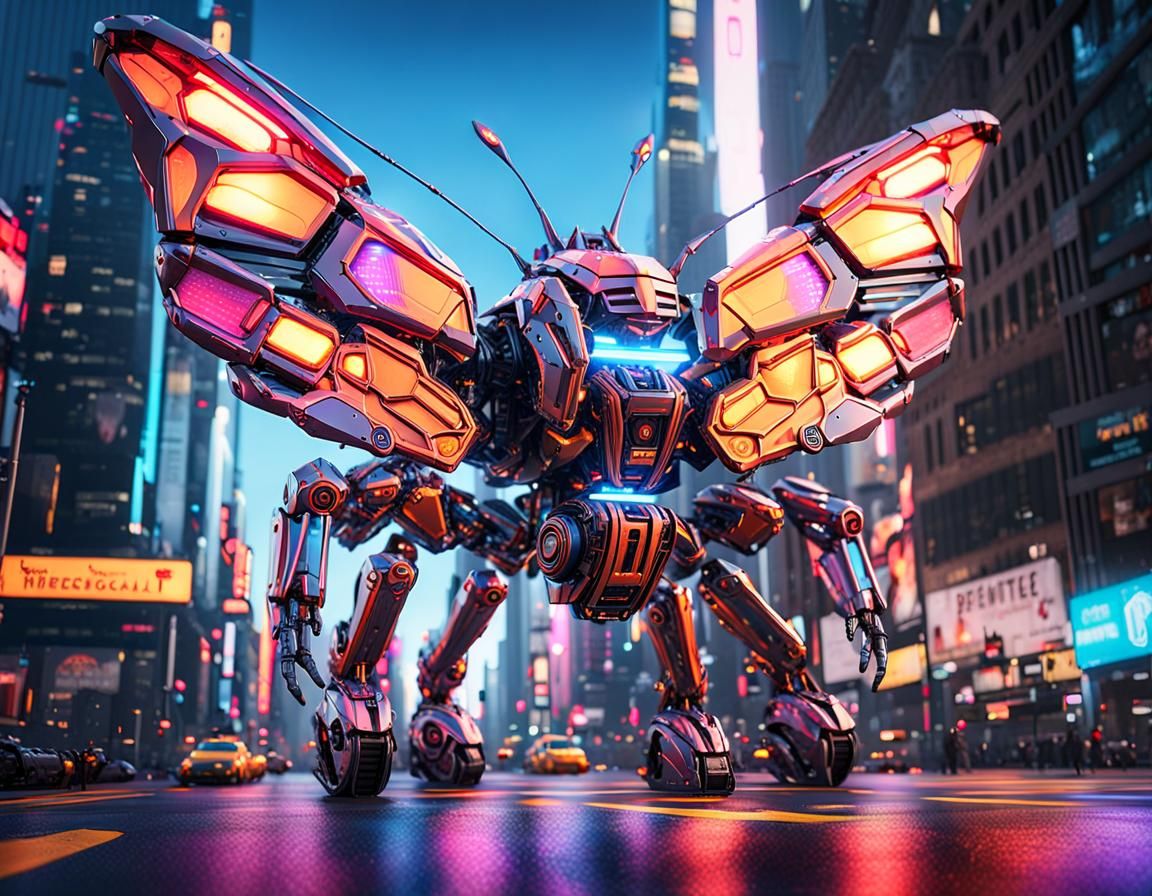 Giant Robot Butterfly in New York City