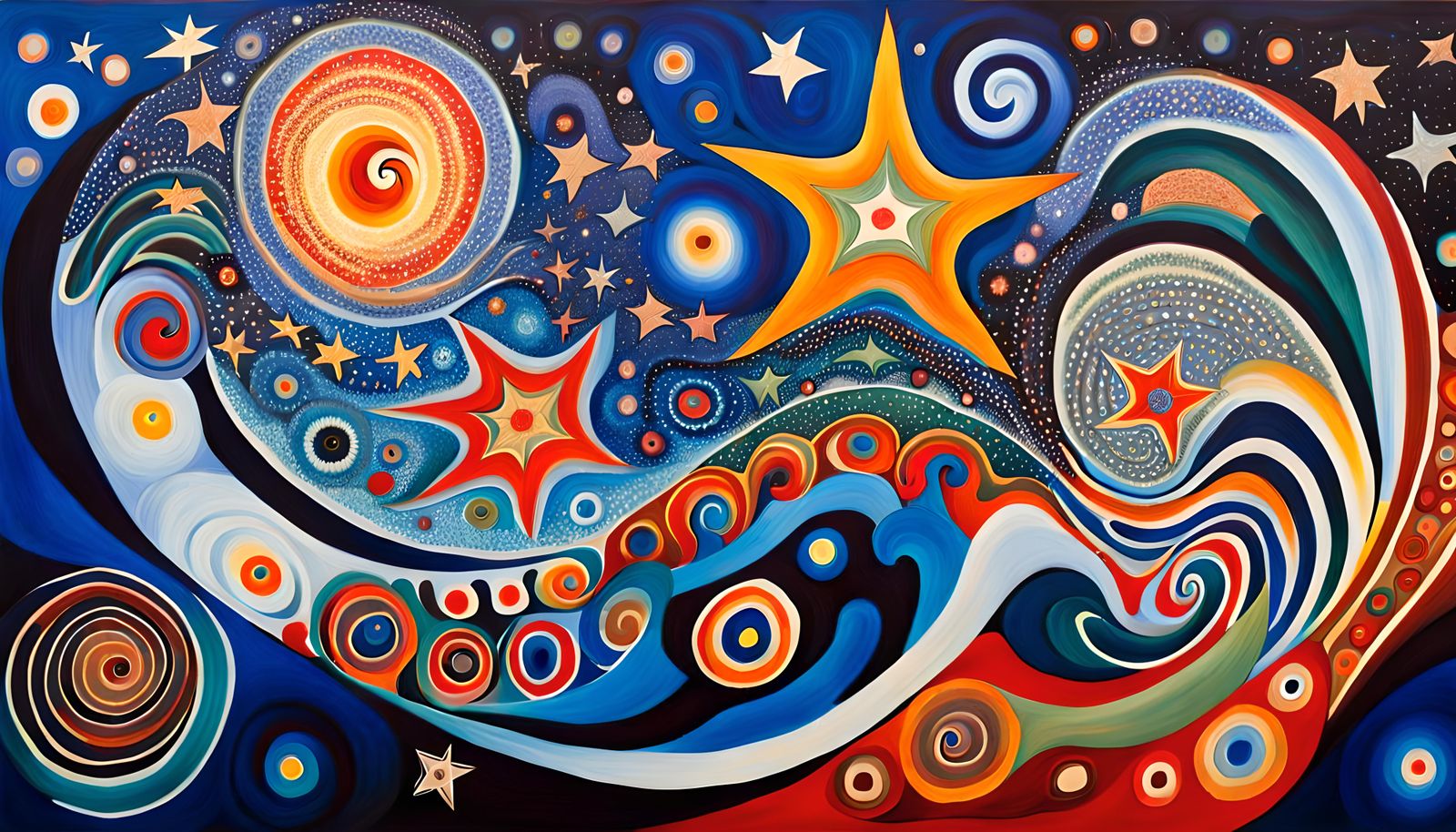 Dreamtime Painting of Star Formation with Cosmic Energy