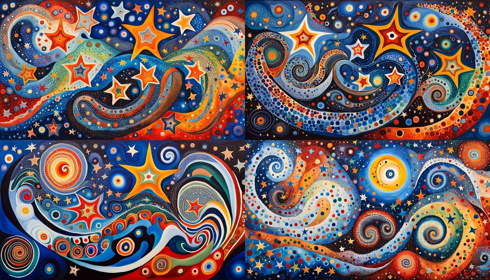 Dreamtime Painting of Iridescent Cosmic Star Cluster