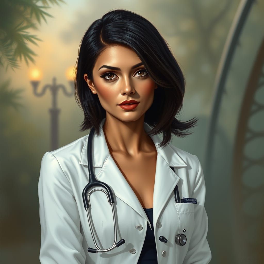 Ethereal Gotham Doctor in White Coat Smirks