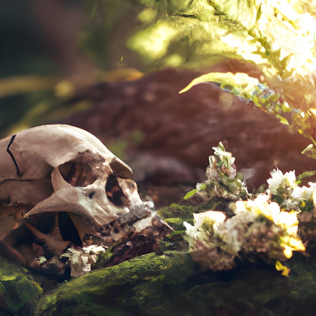 Human Skull in Hyperrealistic Post-Apocalyptic Scene