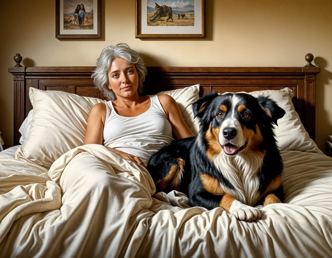 Sick Woman Cuddling Dog, Moebius Concept Art