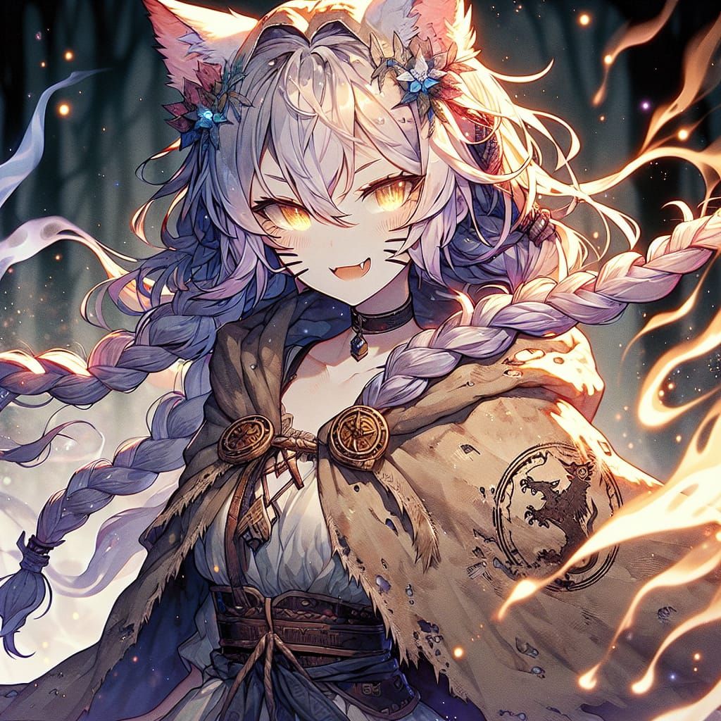 Anime Feline Princess with Dragon Emblem