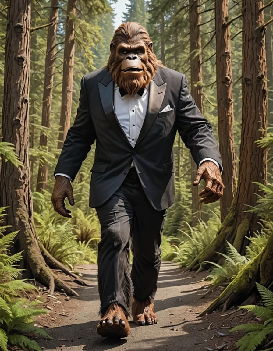 Bigfoot in a tuxedo
