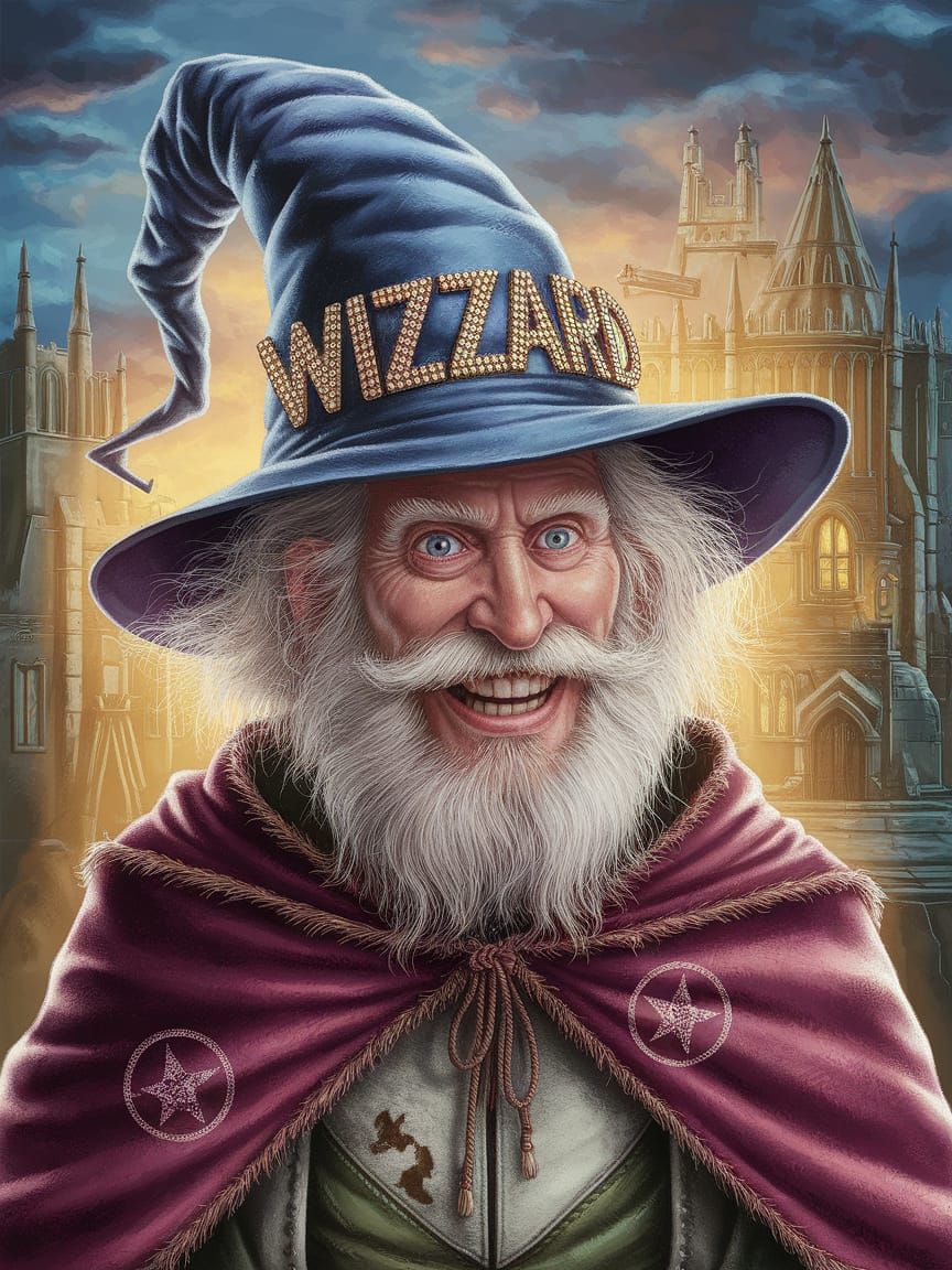 Wily Wizard Rincewind in Whimsical Fantasy Portrait