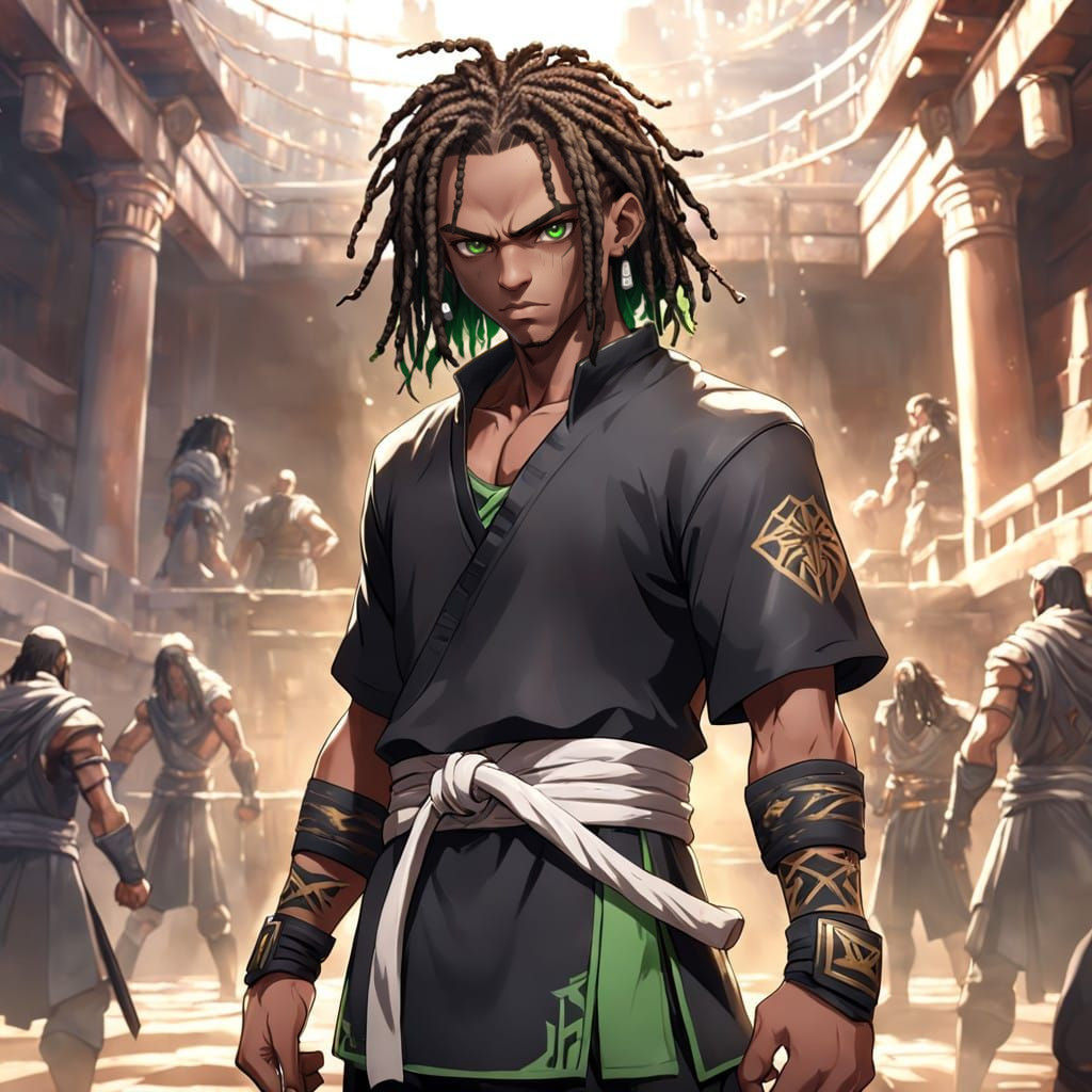 Dark Warrior in 3D Anime Style, Inspired by Egyptian Mytholo...