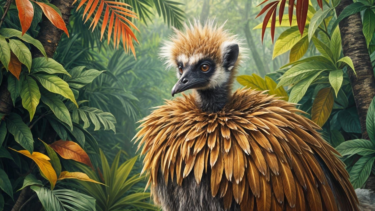 Realistic Hybrid of an Emu and a Lemur