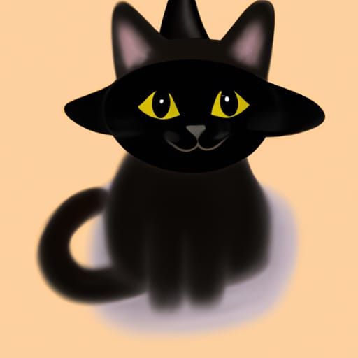 Cute Black Cat Halloween Fantasy Art