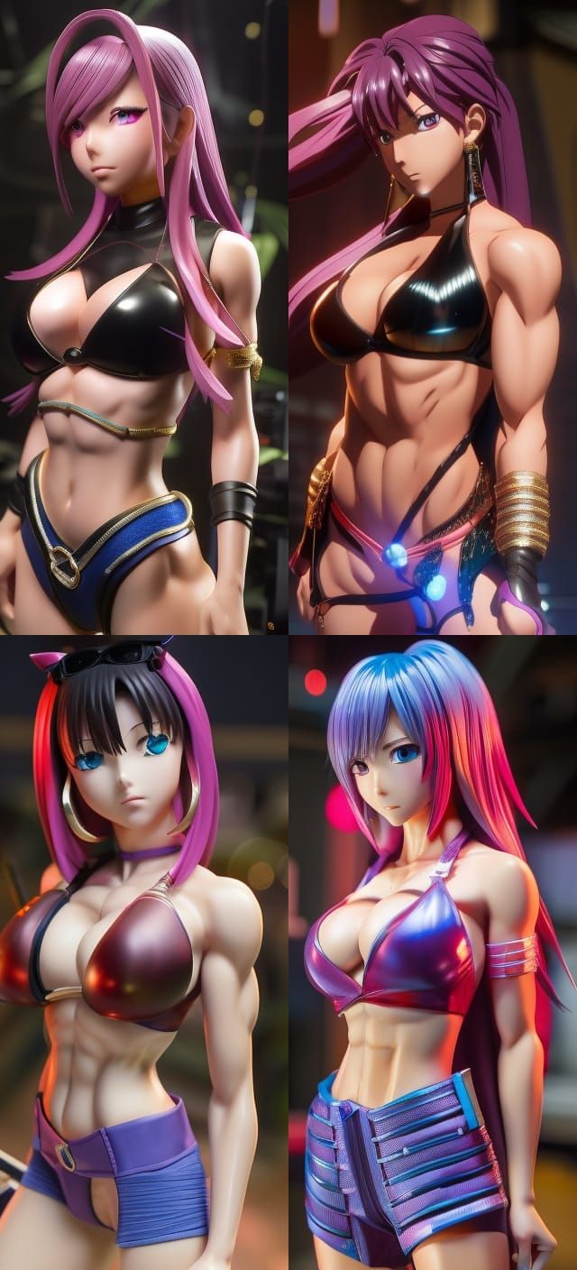 Female Bodybuilder in Pink Bikini: 3D Digital Art