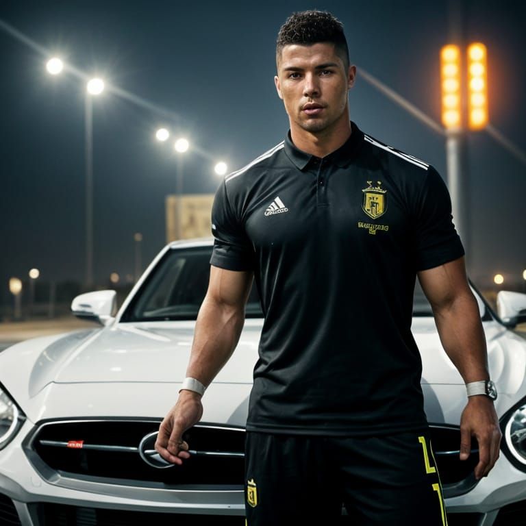 Footballer Ronaldo Poses With Car In Hyper Realistic Style