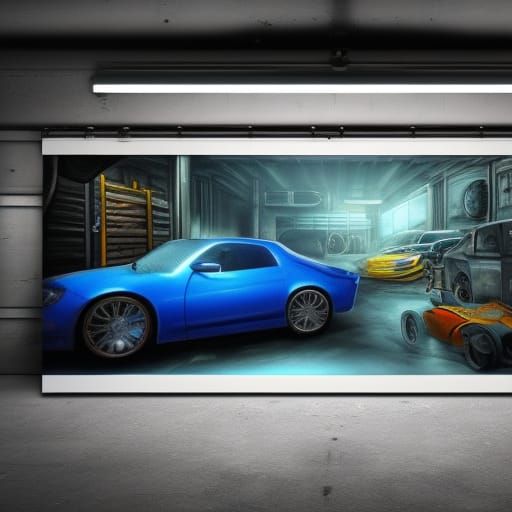 Hyperrealistic Car Garage Concept Art