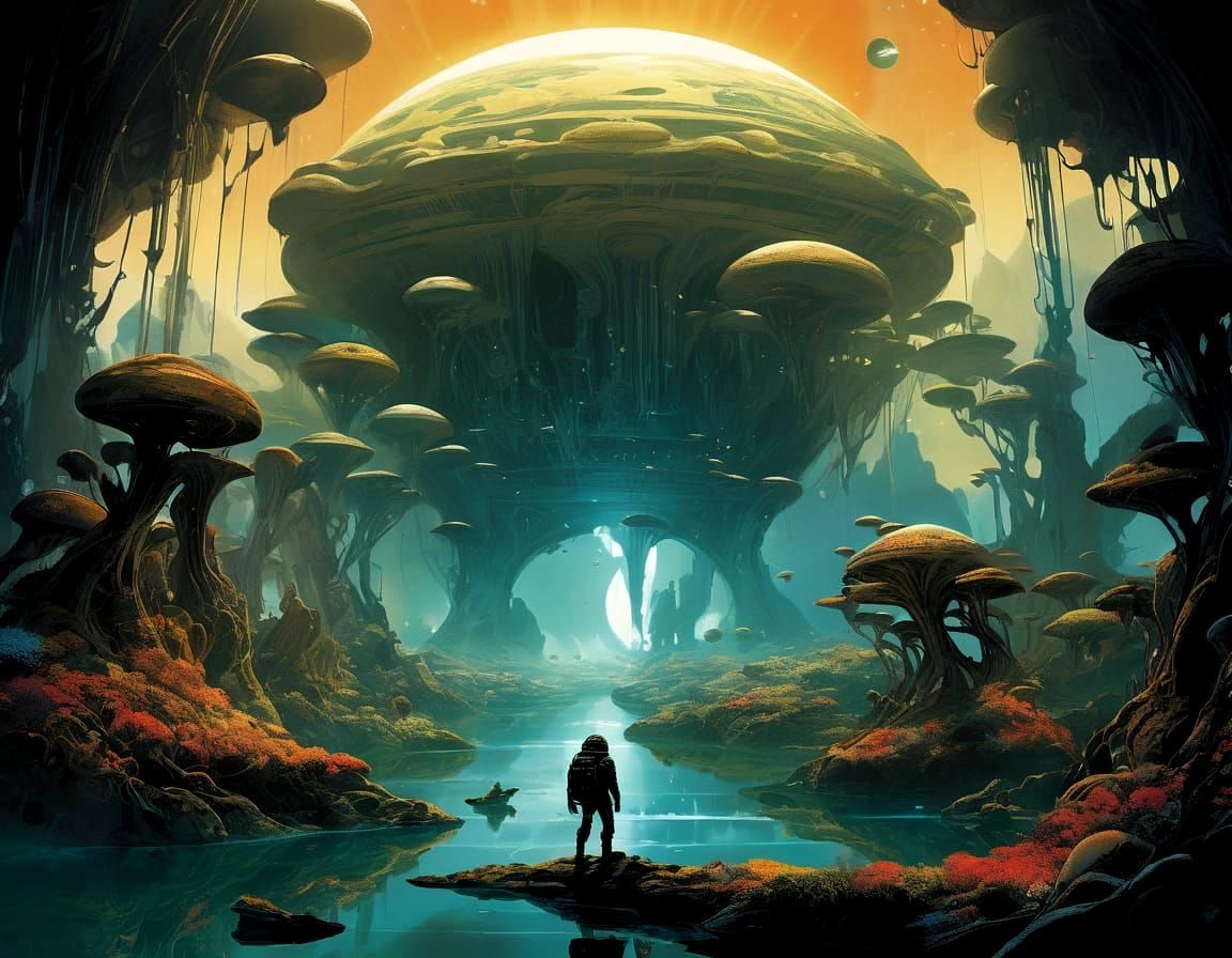 Crystalline Flora on Alien Planet: Digital Painting