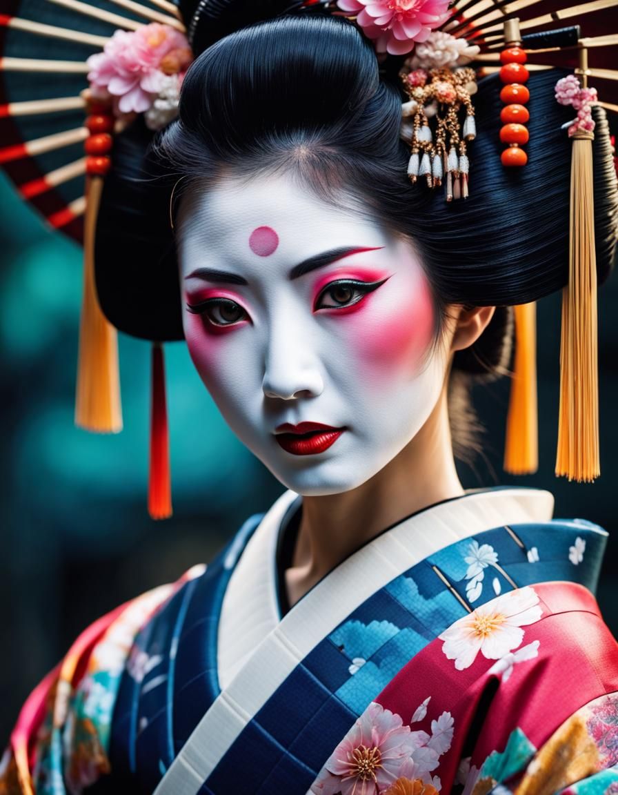 Beautiful Geisha in Traditional Kimono