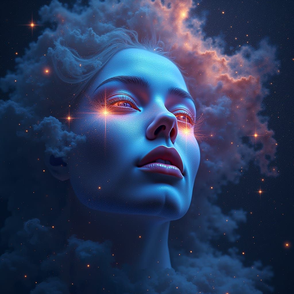 Celestial Portrait in the Night Sky