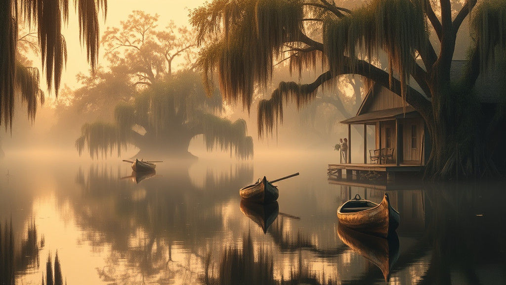 Louisiana Bayou Scene in Dreamy Realism
