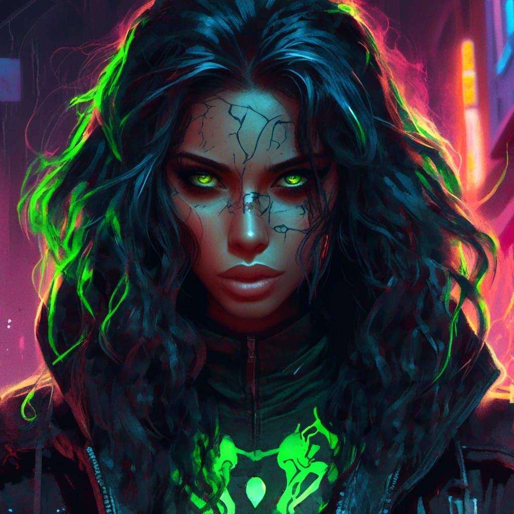 Black Arachne as Cyberpunk Human Girl Portrait