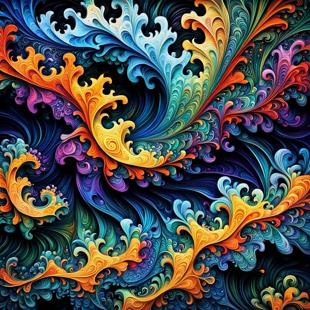Cosmic Fractal Art in Expressionist Style