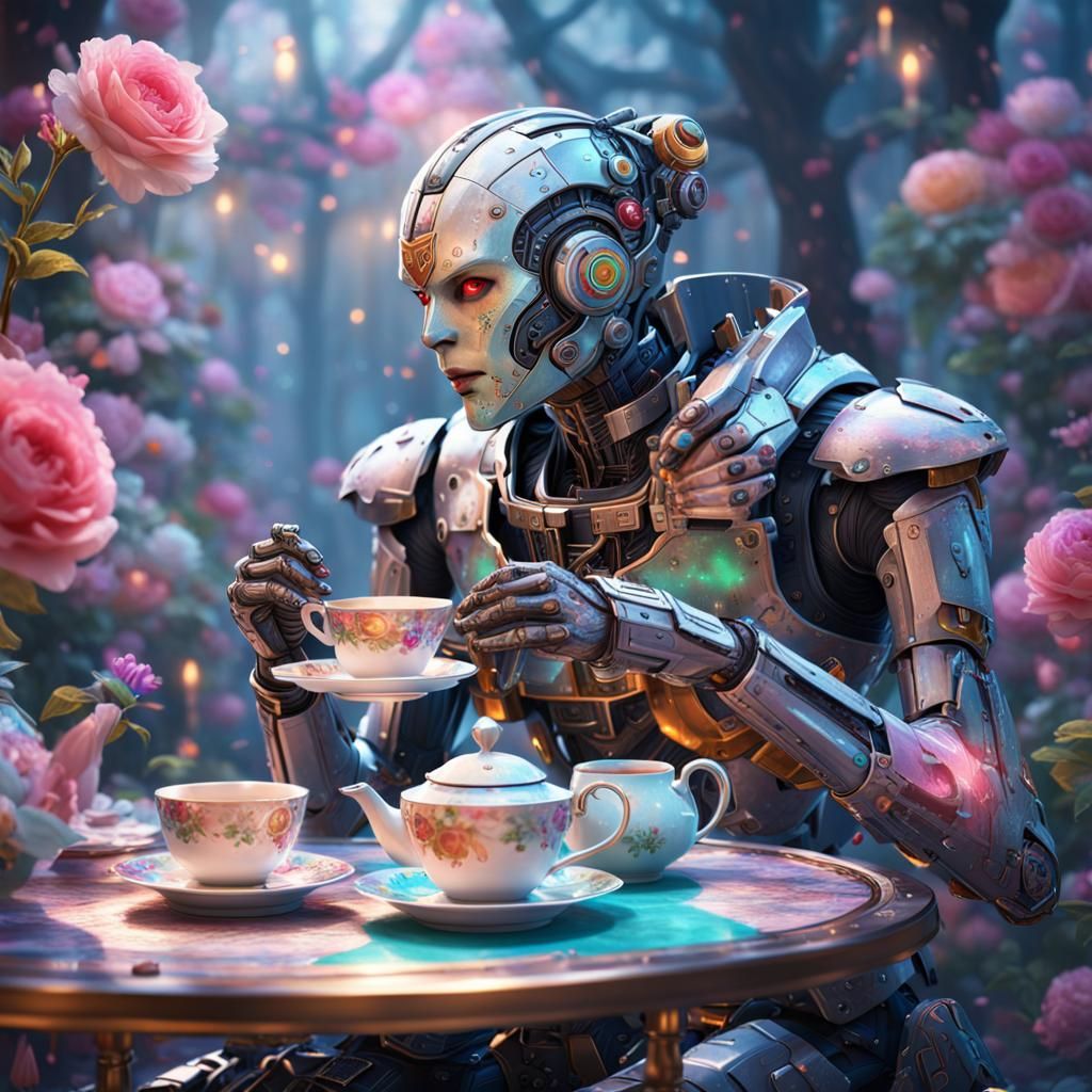 Mystical Cyborg Tea Party in Vivid Colors