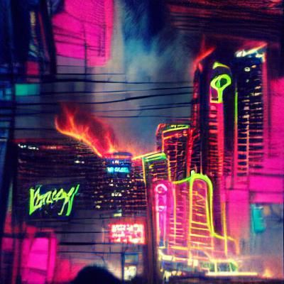 Neon-Lit Cyberpunk Cityscape at Night