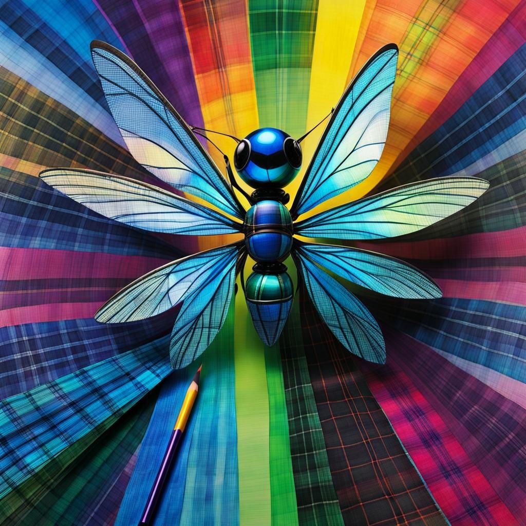 Tartan background ,Kid's drawing ,surreal child's drawing , rayograph Man Ray collection of random tartan objects , ligh...