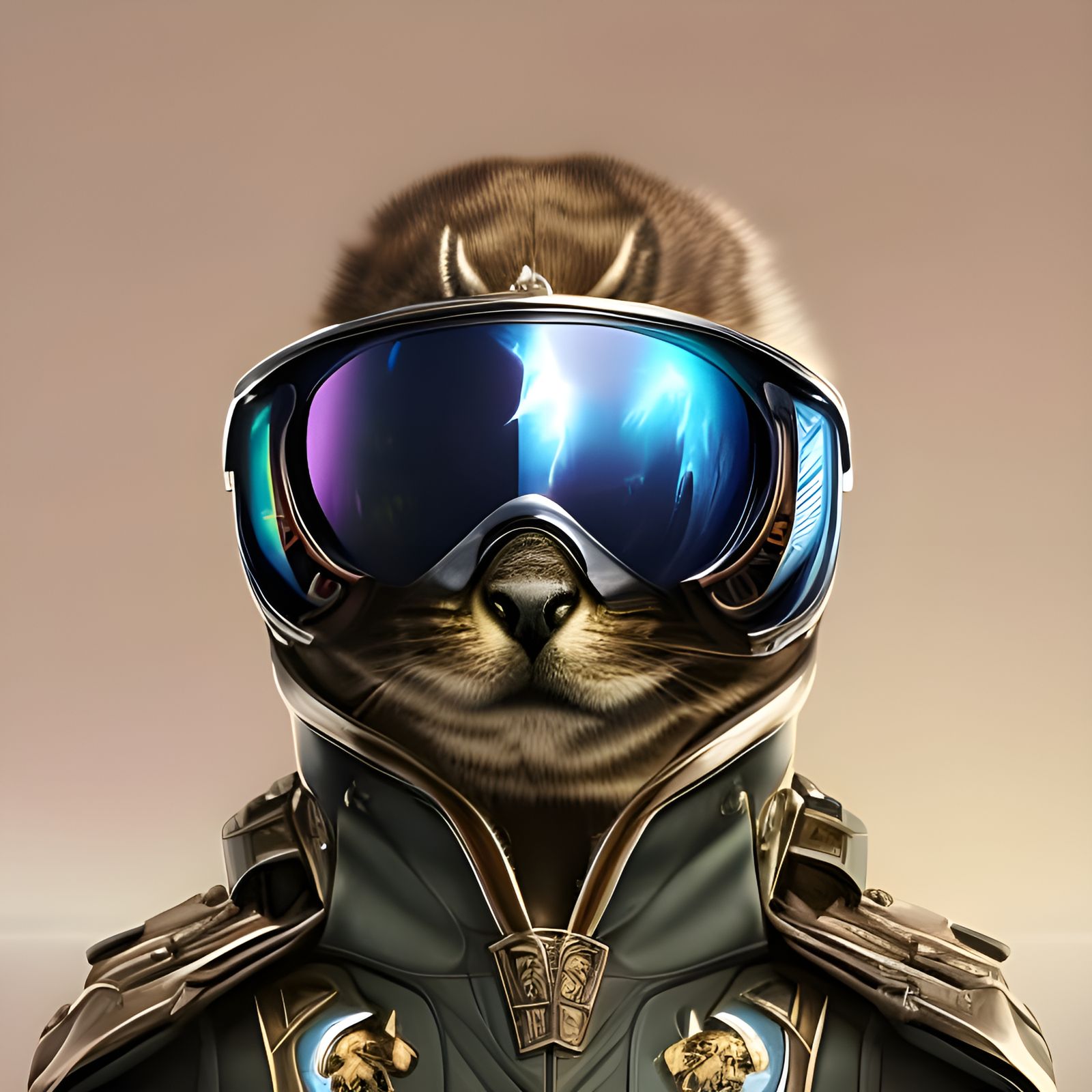 Cyborg Alien Explorer in Mirrored Sunglasses Portrait