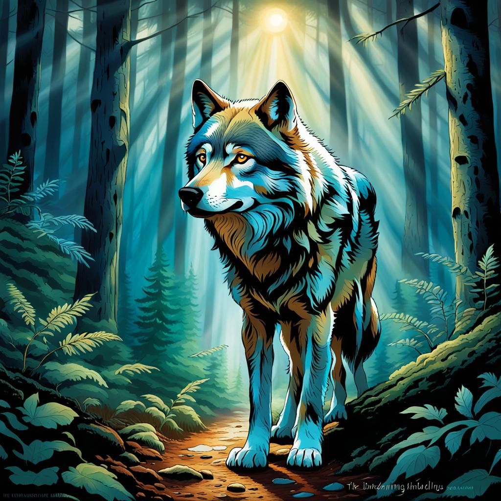 Love Wolf in Mystical Forest: A Beacon of Compassion