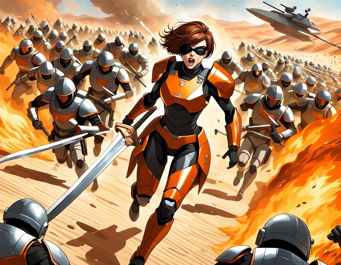 Suzy Six leads her army against the mean dictator Frump.