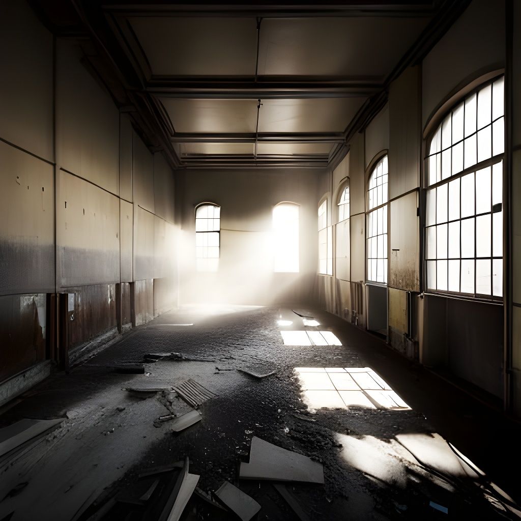 Dusty Abandoned Building with Sunlight