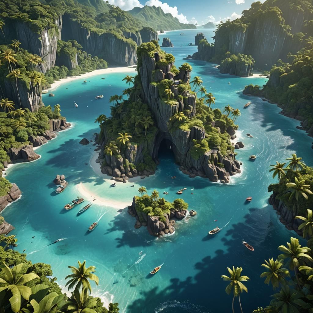 Tropical Island Paradise: Fantasy Concept Art