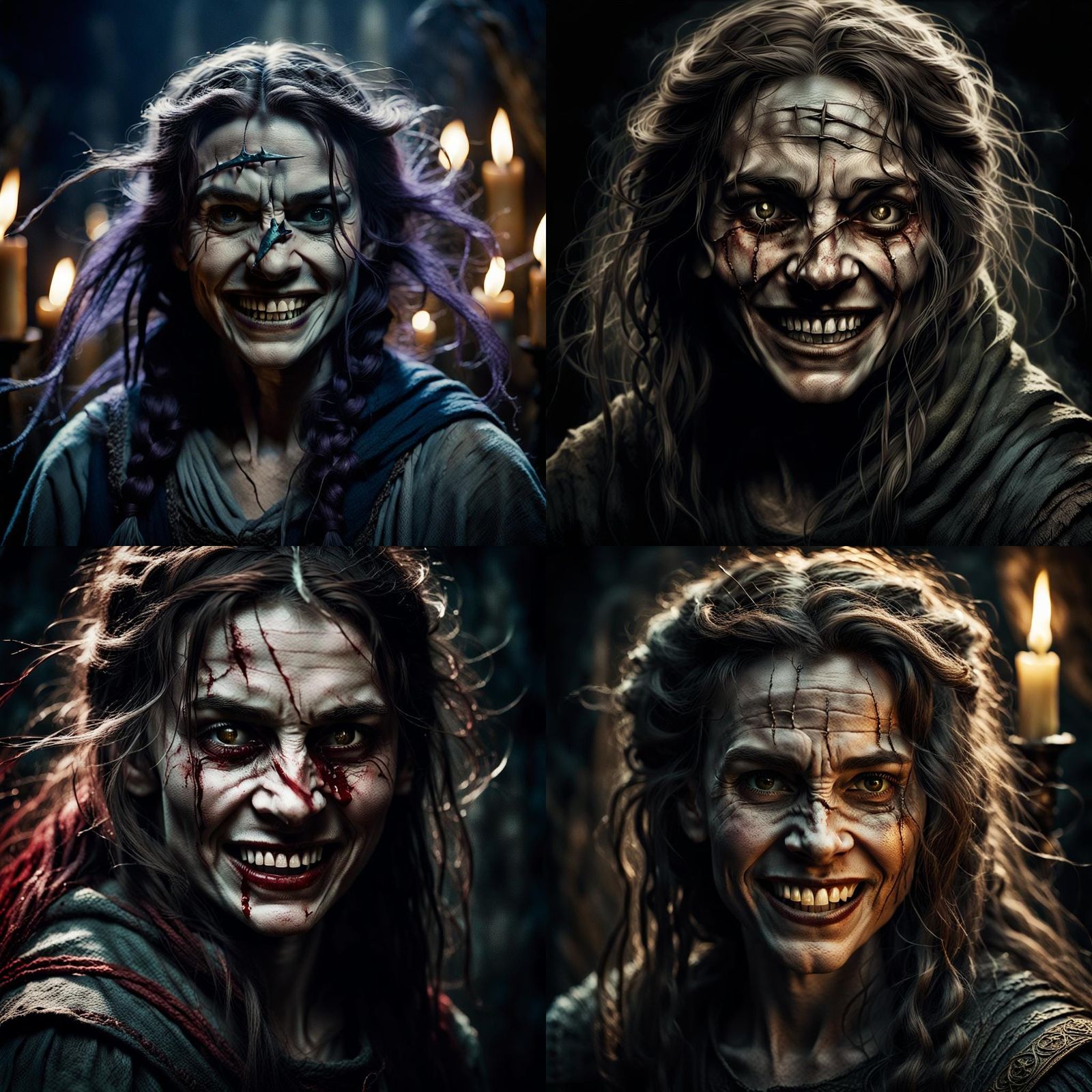 Medieval Woman with Scar and Shark-like Grin