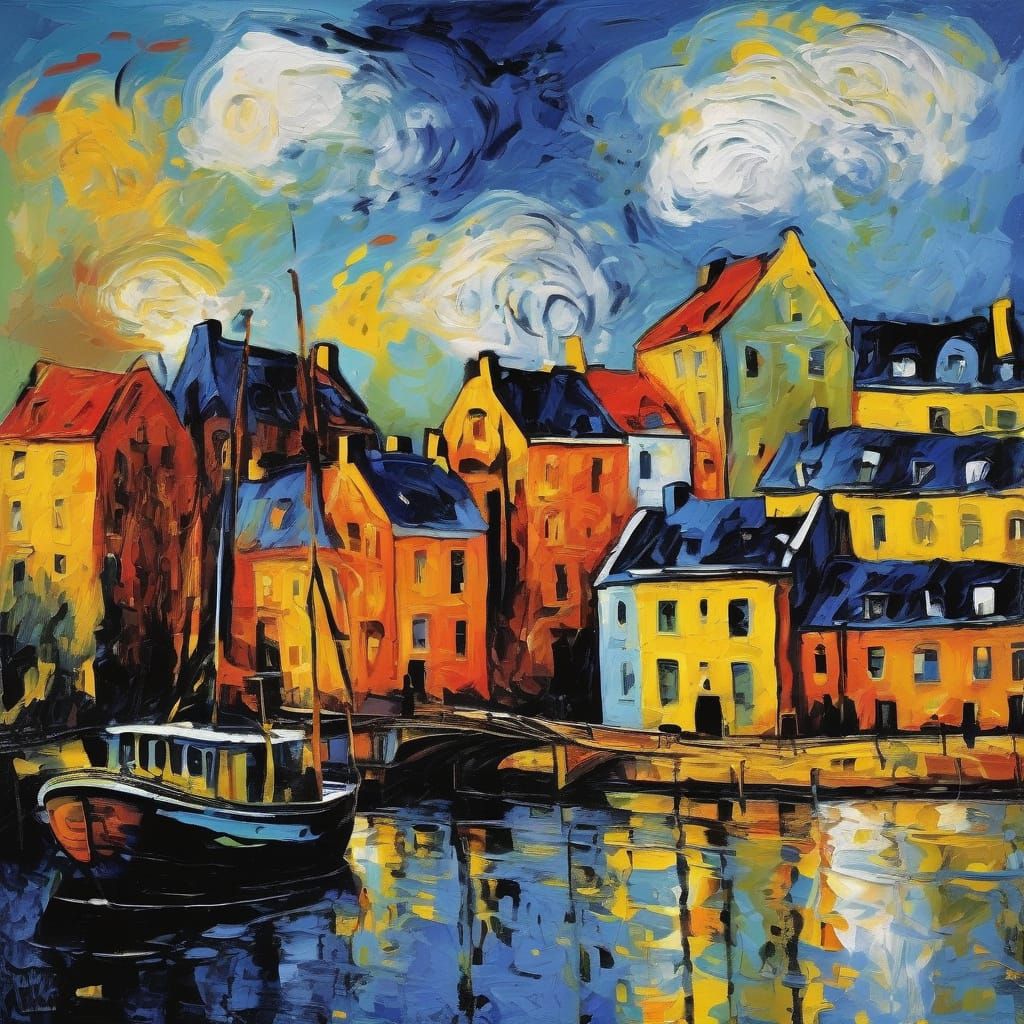 Vibrant Oslo Cityscape in Neo-Expressionist Style