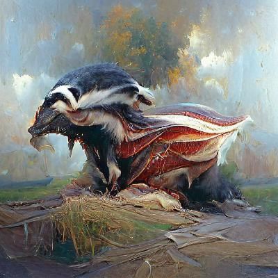 Badger Dragon in Oil Painting Style