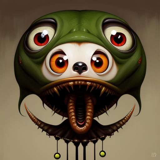 Creepy Animal with Eyes, Lowbrow Digital Art
