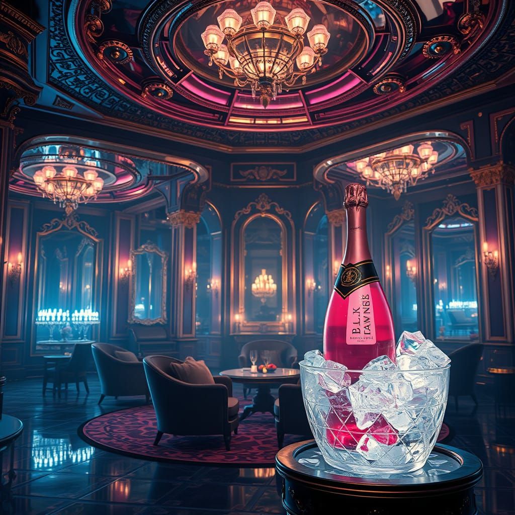 Luxurious Chamber with Mirrors and Pink Champagne in a Syd M...