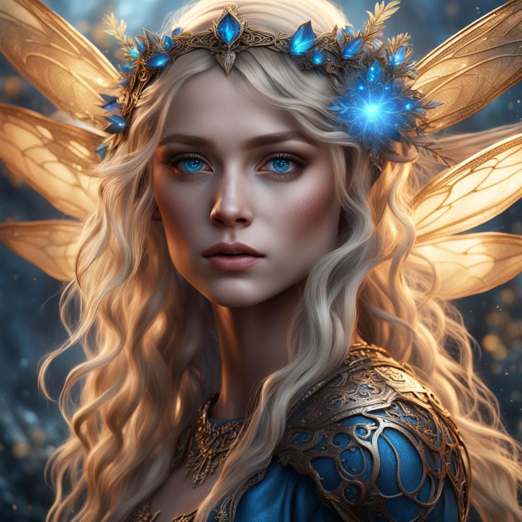 Blonde Fairy with Blue Eyes and Wind Magic