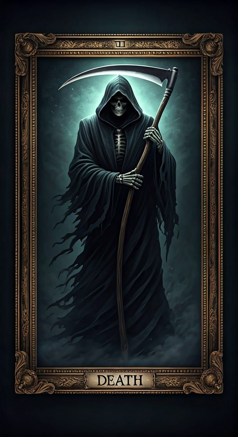Grim Reaper Leaps from Death Tarot Card