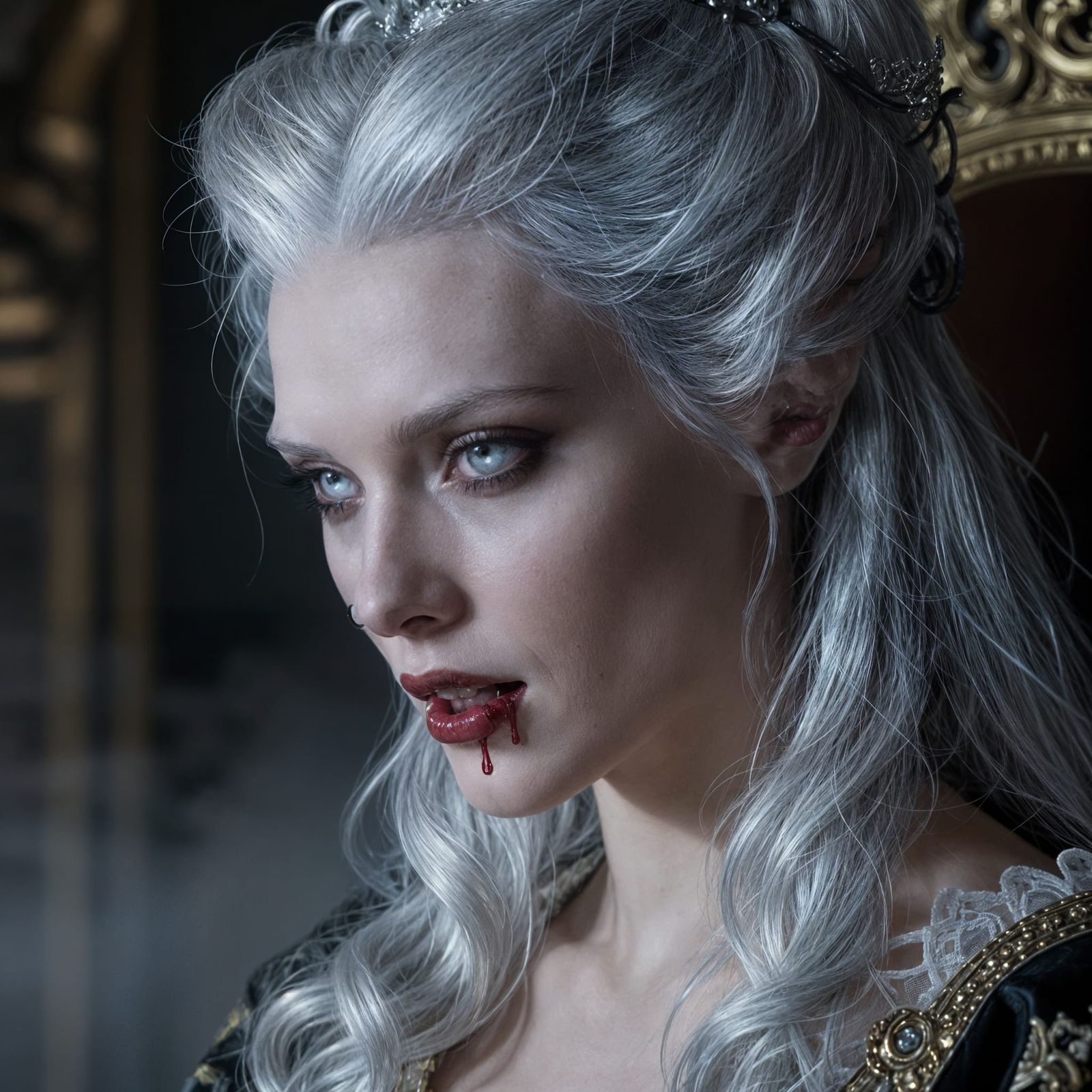 Vampire Madame Pompadour in Rococo Crypt