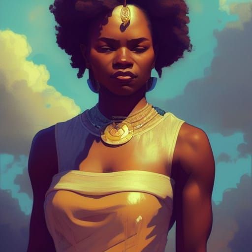 Strong African Woman Holding the World