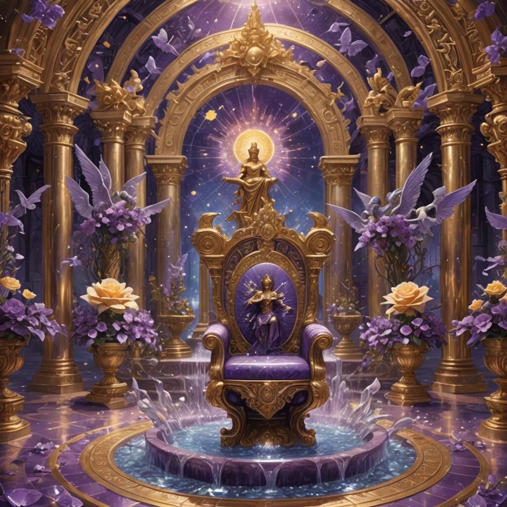 Violet Flame Temple with Amethyst and Cosmic Angels