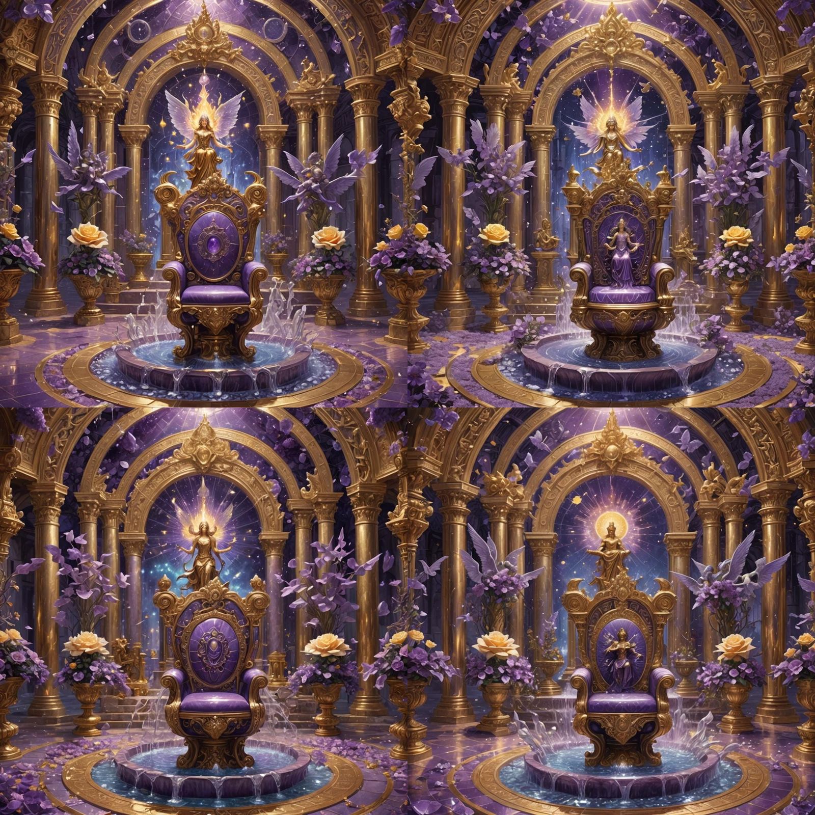 Violet Flame Temple with Angels in Astral Illustration