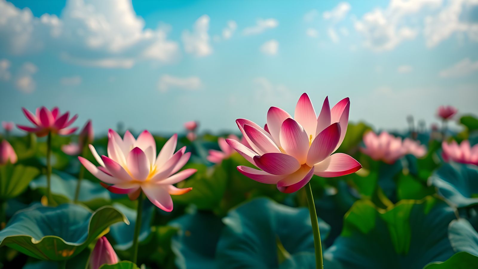 Lotus Blooms in Morning Light