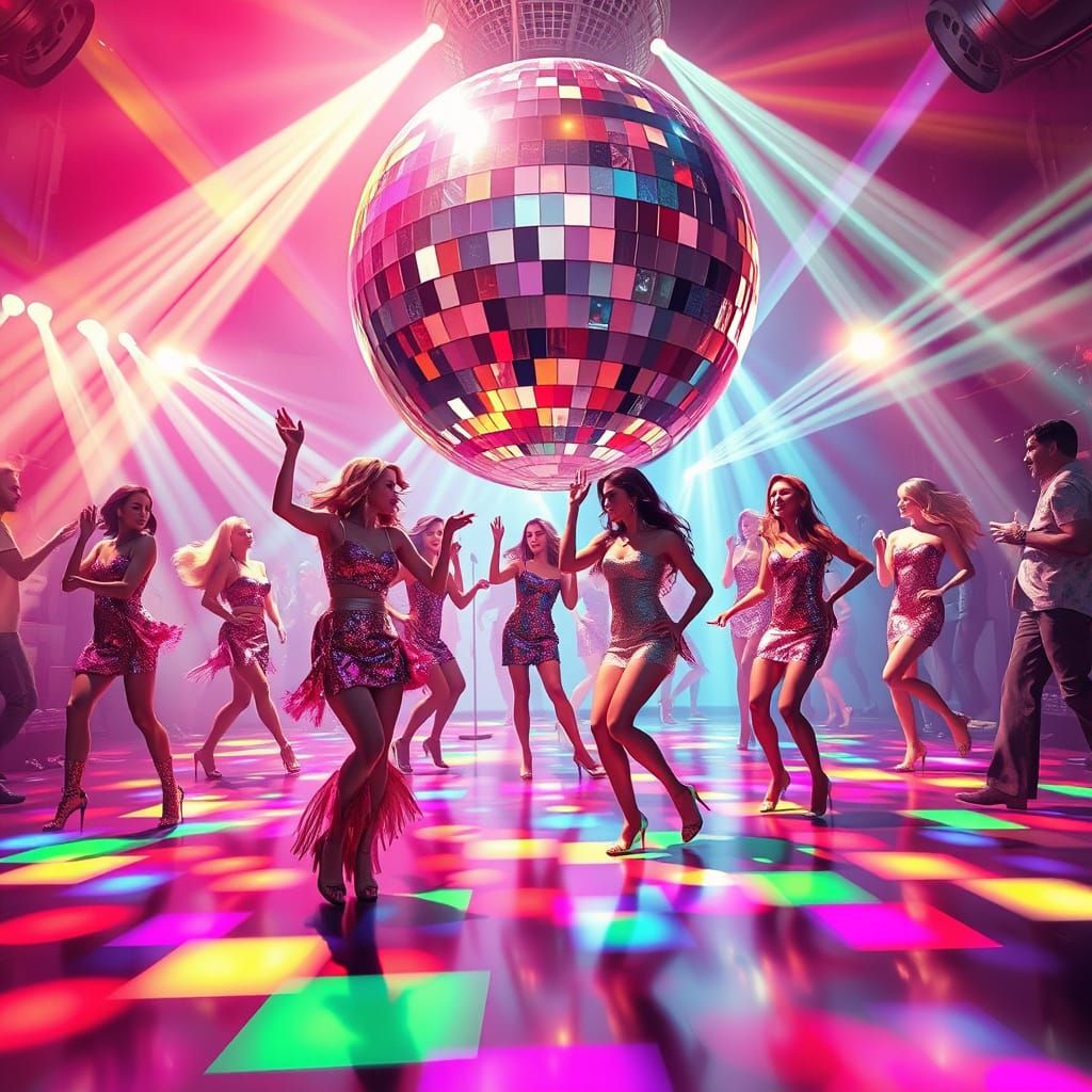 60s Disco Scene in Vibrant Colors