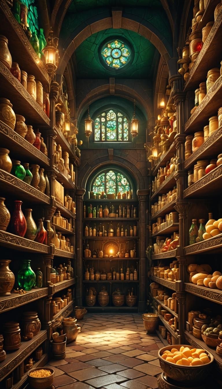 Lavish Cheese Pantry in Ancient Fantasy World