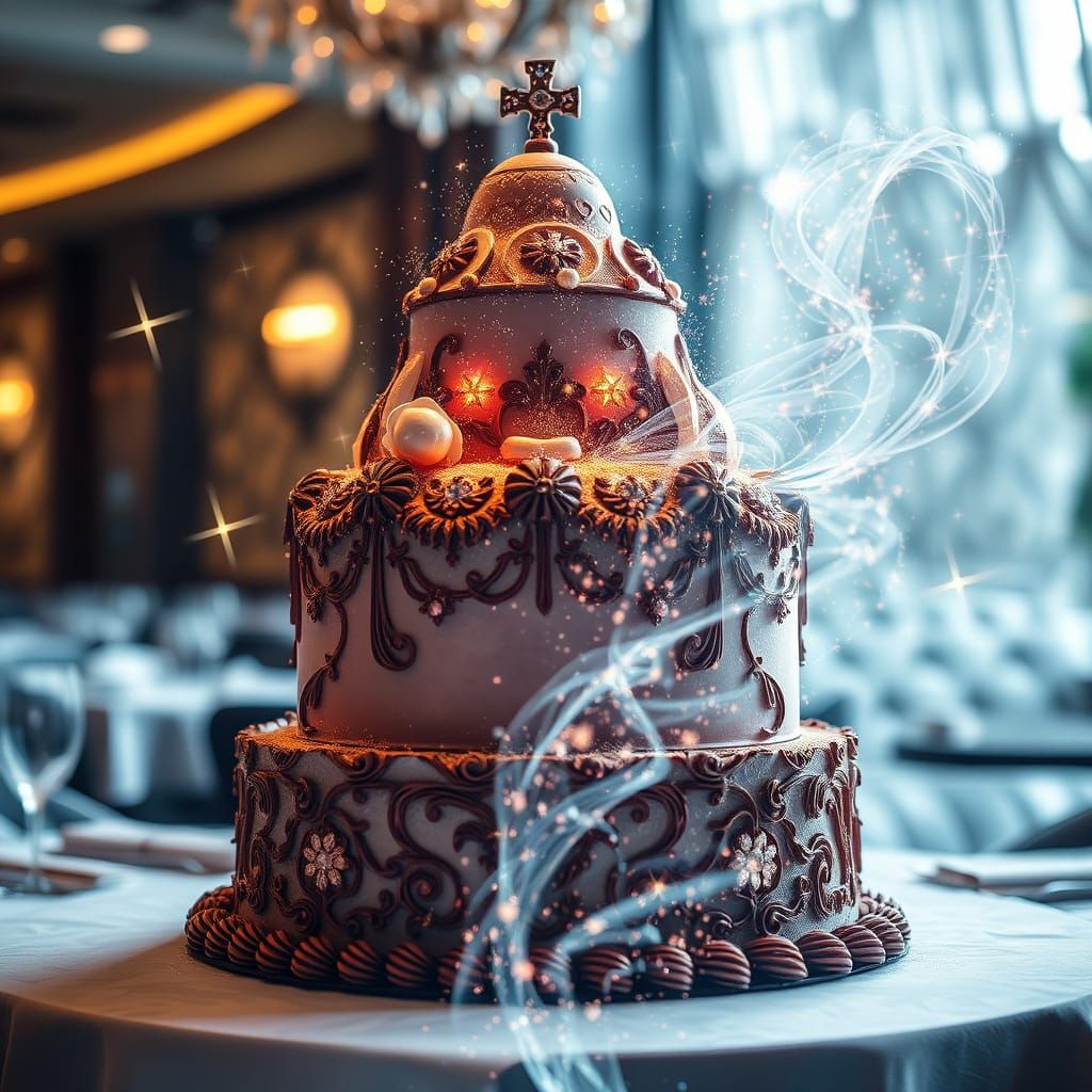 Majestic Cake with Holographic Projections