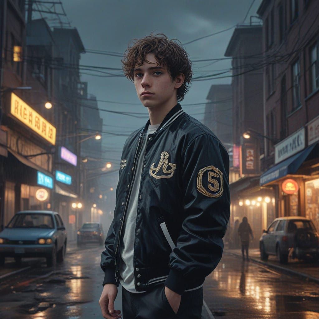 Heroic Young Man in Mystical Environment