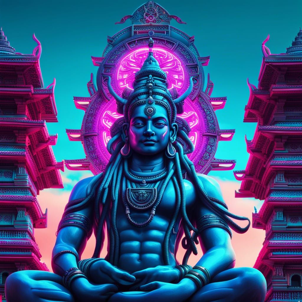 Cyberpunk Shiva: Sci-Fi God on Hindu Monastery